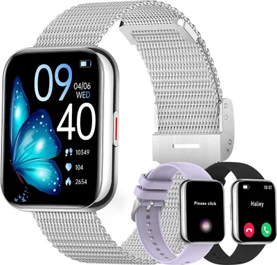 Produktbild von Smartwatch für Damen, mit Anrufen und WhatsApp, Sprachassistent, 1,85 Zoll , digitale Uhr mit Herzfrequenzmesser, Schlafmonitor, SpO2 Android IOS