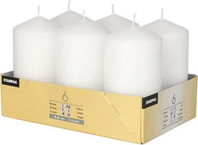 Produktbild von STARPAK Stumpenkerze Durchmesser: 60 mm weiß 6 Stück