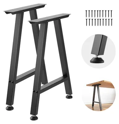 Produktbild von Tischkufen 2er-Set - Trapez-Tischbeine/Tischgestell - 550 x 740 mm - Belastbar bis 1000 kg - Kohlenstoffstahl - Für Schreibtische, Couchtische, Esstische - Schwarz
