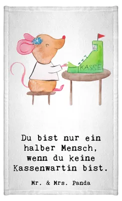 Produktbild von Mr. & Mrs. Panda Handtuch Kassenwartin Herz - Weiß - Geschenk, Spruch, Frotteetuch, Gästetuch, Verein, Lustig, Witzig, Klein, Mini-Handtuch, buntes