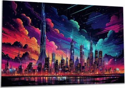 Produktbild von Wallario Herdabdeckplatte aus Glas, Größe 90 x 52 cm 1-teilig, Motiv Skyline im Abendlicht