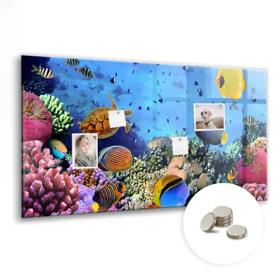 Produktbild von Dekorative Magnettafel 120x60 cm - Magnetwand - für Fotos, Karten und Notizen - Fotowand - Memoboard - Magnetpinnwand - Wanddekoration - Unterwasserleben