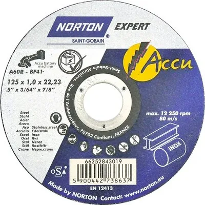 Produktbild von Trennscheibe Norton Stahl/Inox Ø 125x22,23 mm, 25 Stück