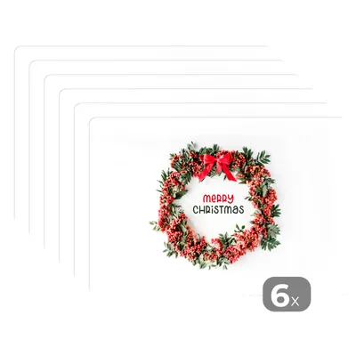 Produktbild von KitchenYeah® Platzsets 6er Set Tischset abwaschbar Platzdecken 45x30 cm Winter - Mistelzweig - Weihnachtskranz - Tischmatte Platzmatte Untersetzer rutschfest und Hitzebeständig - Placemat - Tischunte