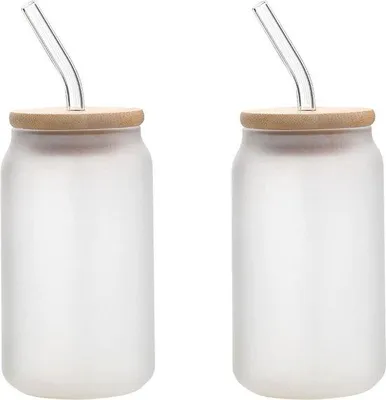 Produktbild von Famanu Trinkgläser mit Deckel und Strohhalm - 2er Set 14oz