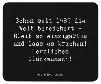 Produktbild von Mr. & Mrs. Panda Mauspad Spruch 1989 Geburtstag - Schwarz - Geschenk, Wertschätzung, Mousepad, Jahrgang, Happy Birthday, Freund, Alter, Geburtsjahr, pc mausunterlage