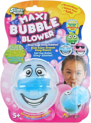 Productafbeelding van Slimy maxi bubble met bubbelblower - Supergrote slijmbellen van extreem rekbaar slijm - Kleur - Blauw