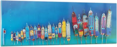 Produktbild von Bilder auf glas - Einteilig - Schiffe Strand Perspektive - 90x30cm - Glasbilder - Wandbilder - Bilder - zum Aufhängen bereit - Wanddekoration aus Glas - Glas Bilder - Wandbild auf Glas - GAB90x30-4415