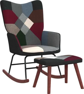 Obrázek produktu pro Houpací křeslo se stoličkou patchwork textil