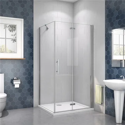 Produktbild von Falttürx Seitenwand :120x90cmxH.185cm Eckig Duschkabinen Falttür 6mm NANO ESG-Glas eckdusche Drehtür Duschabtrennung