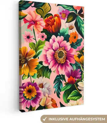 Produktbild von Leinwand Bilder 40x60 cm - Eklektisch - Blumen - Bunt, Bild Modern, Wanddeko, Gemälde