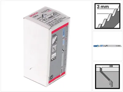 Obrázek produktu pro Bosch 2 608 631 966, List pro přímočarou pilu, Vysokorychlostní ocel (HSS), 3 mm, 10 cm, 100 kusů