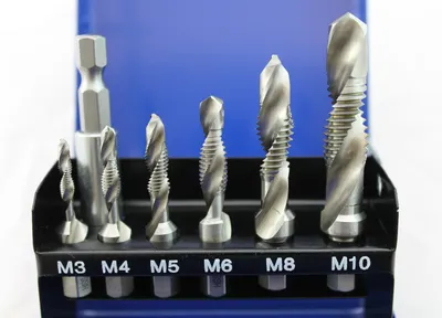 Produktbild von 7-teiliger HSS G Bohrer- und Gewindeschneidesatz in praktischer Metall-Box