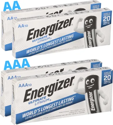 Image de 40x piles lithium Energizer SET 20x AA Mignon + 20x AAA Micro