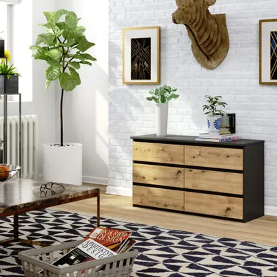 Immagine prodotto di Comò stretto VALESTRA - grigio scuro / rovere artisan