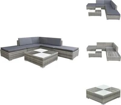 Produktbild von vidaXL 6-tlg. Garten-Lounge-Set mit Auflagen Poly Rattan Grau - Gartenmöbel-Sets
