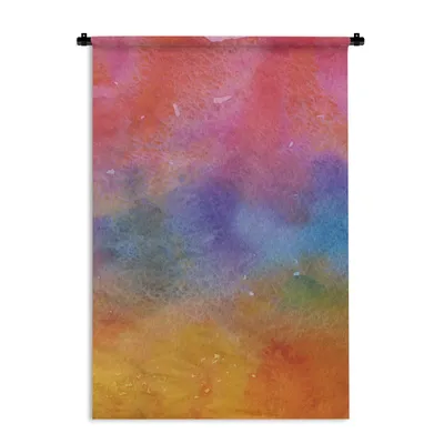 Produktbild von MuchoWow® Wandteppich Wandbehang Aquarell - Rosa - Blau - Orange 90x135 cm Tapisserie Dekoration Wandtuch