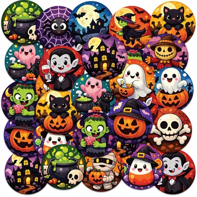 Produktbild von Sticker Aufkleber Heft 23 St. RUND - Halloween Zombie WAMPIR