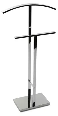 Productafbeelding van Versa Lund: Moderne en multifunctionele garderobekast voor heren, met 2 haken of ophangplaatsen voor heren- of dameskleding. Afmetingen (hoogte x lengte x breedte): 100 x 20 x 52 cm. Materiaal: staal, kleur: zilver