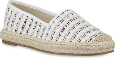 Obrázok produktu pre VAN HILL Dámske papuče Espadrilles Bast Prints Leisure Slip On Shoes 841266, Farba: White, Veľkosť: 36