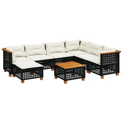 Produktbild von vidaXL 8-tlg. Garten-Sofagarnitur mit Kissen Schwarz Poly Rattan