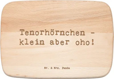 Produktbild von Mr. & Mrs. Panda Schneidebrett Spruch Tenorhörnchen Magie - Transparent - Geschenk, Frühstücksbrettchen, Brassband, massivholzbrett, Instrument, Musiker, Blasorchester