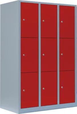 Produktbild von Schließfachschrank Wertfachschrank Fächerschrank Spind 9 Fächer grau/rot 523334