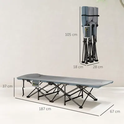 Produktbild von Outsunny Feldbett faltbar Campingbett mit Matratze Kopfkissen Seitentasche