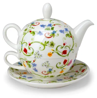 Produktbild von Teeset für eine Person - Fleurette - Fine Bone China von TeaLogic