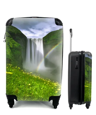 Produktbild von MuchoWow® Koffer Handgepäck Trolley Rollkoffer Kleine Reisekoffer mit 4 Rollen - Regenbogen - Wasserfall - Natur - Cabin Size < 55x40x23 cm & 55x40x20 cm - Fotokoffer - Kabinenkoffer - Boardgepäck - Reise-Box - Reisekoffer - Reisegepäck - Koffer mit Bild - Trolley für Kinder