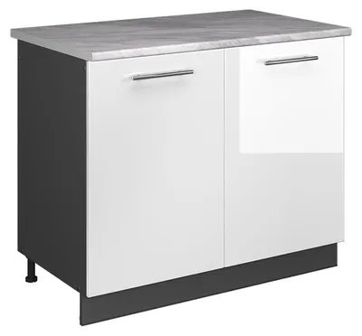 Zdjęcie produktu dla Szafka pod zlew Vicco Fame-Line Biały wysoki połysk/Antracyt 100 cm, BP Marmur, Model 61949