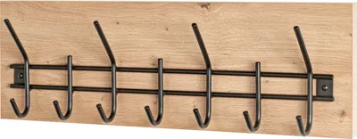 Produktbild von HAKU Wandgarderobe Eiche hell, schwarz - MDF, Metall, B/H/T: 60x20x10 cm