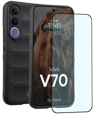 Produktbild von Robuste Handyhülle + gehärtetem Glas für Vivo V70 5G, Bizon Tur Pack, Schwarz