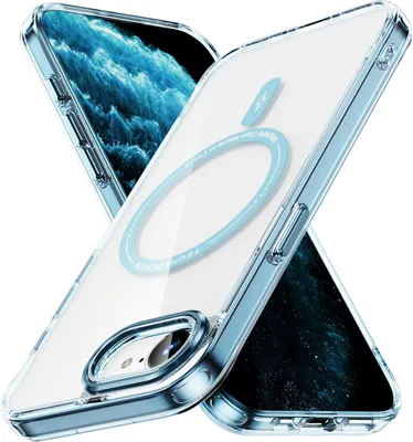 Obrázek produktu pro Magnetické průhledné pouzdro pro iPhone 16e/iPhone 17e, kompatibilní s MagSafe, hybridní nárazuvzdorné ochranné pouzdro Modrý