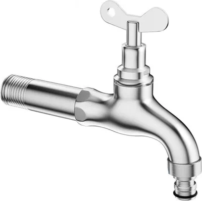 Produktbild von INF Abschließbarer Außenwasserhahn - 13cm Edelstahl Wasserhahn mit Autowaschdüse