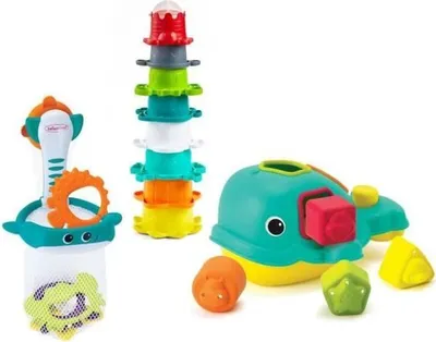 Immagine prodotto di Set da bagno per neonati, 17 pezzi, design Orca, tazze impilabili, giocattoli acquatici, Infantino