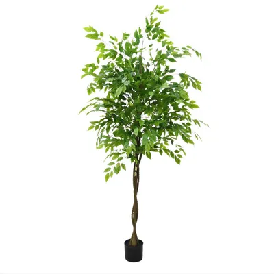 Imagen del producto de Ficus artificial de 180 cm – Gran planta artificial con maceta – Planta decorativa realista para salón, oficina y recepción