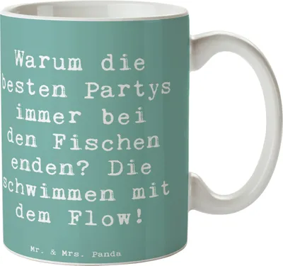 Produktbild von Mr. & Mrs. Panda Teetasse Spruch Fische Flow Spaß - Meeresbrise - Geschenk, Kaffeetasse, Tasse, Kaffeebecher, Naturliebe, Party, Tierkreiszeichen, mystisch, Kreativität