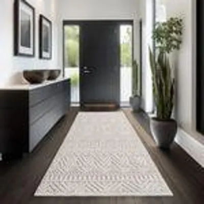 Produktbild von Bouclé Teppich Carpettex für Wohnzimmer Schlafzimmer Büro weich pflegeleicht strapazierfähig modern , Größe : 80 x 250 cm , Farbe : Creme-3