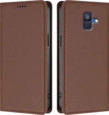 Image de Etui en cuir pour Samsung Galaxy A6 2018, étui magnétique en cuirPolyuréthaneavec support Marron