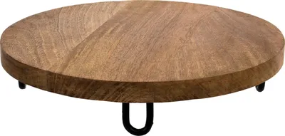 Produktbild von Runde Servierplatte Mango Massivholz - Ø 29 cm - mit Standfüßen