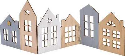 Immagine prodotto di Fila di case XL circa 67 x 25 cm - naturale, bianco, grigio / pieghevole - decorazione natalizia della città