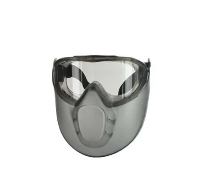 Produktbild von Sicherheitsbrille und Maske aus Polycarbonat und Acetat, farblos und antibügelig, En166, widerstandsfähig gegen
