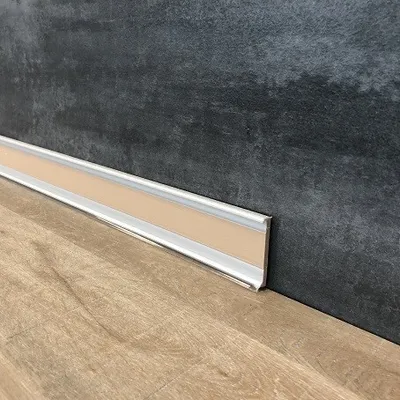 Produktbild von Sockelleiste Kunststoff 11.8 x 58 x 2500 mm Silber zum Kleben PVC Fußleiste Transparente Weichlippe by PROVISTON 2.5 Meter | 1 Stück