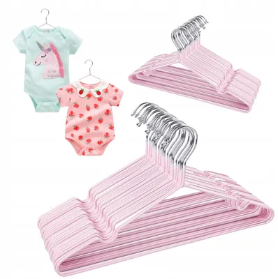 Produktbild von Kinderkleiderbügel aus Metall - 20er Set - Rutschfeste Kinderbügel - Rosa