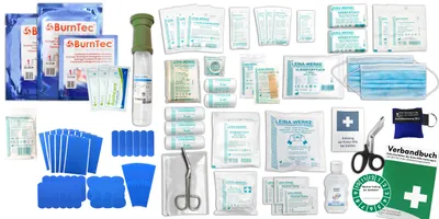 Produktbild von Erste Hilfe SET "Gastro" aktuelle DIN 13157 Plus 2 inkl. Augenspülung + Brandwundengel + detektierbare Pflaster + Hygiene-Gel + BEATMUNGSHILFE