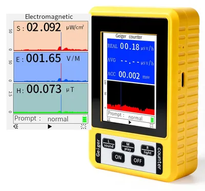 Obrázok produktu pre Multifunkčný prístroj 4 v 1: geigerov počítač, merač elektromagnetického poľa (EMF) s alarmom a LCD displejom