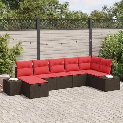 Zdjęcie produktu dla Maison Exclusive - Zestaw mebli ogrodowych, sofa i 6 foteli, kolor brązowy, wykonane z rattanu syntetycznego
