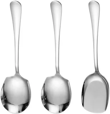 Immagine prodotto di Set di tre cucchiai da portata – acciaio inossidabile 18/10 – Manico resistente – Adatto al lavaggio in lavastoviglie – Argento – Set di cucchiai da cucina per uso in cucina e a tavola
