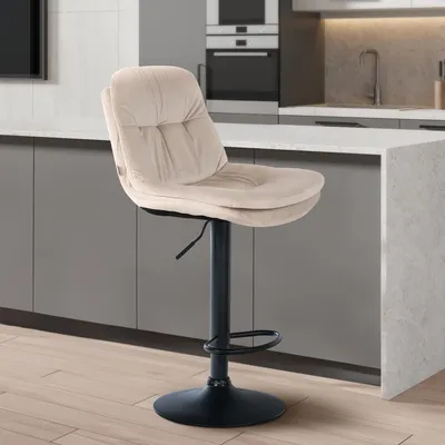 Produktbild von Barhocker HLO-CP325 Samt schwarz creme